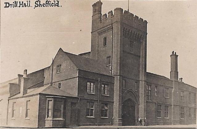 Postcard of Sheffield Drill hall